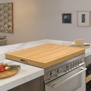 Cross-border bamboo kitchen <b>stove</b> cutting board, multi-purpose reversible tray, large capacity spice storage box - Product Image 3