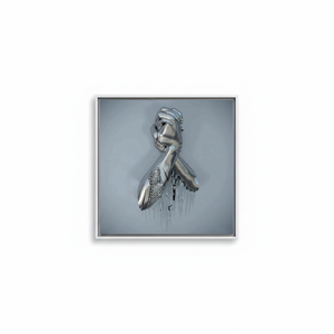 Personalized Metallic Hands <b>Canvas</b> Print: Elegant Silver <b>Wall</b> Art,WHITE FRAMED <b>CANVAS</b> - Product Image 2
