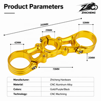 Zhicheng - Triple étrier supérieur de fourche en aluminium anodisé CNC de haute précision pour motos Yamaha VESA/P / électriques
