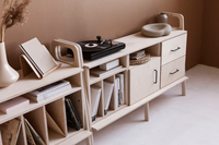 Meuble de rangement minimaliste haut de gamme pour tourne-disque vinyle avec tiroirs de rangement