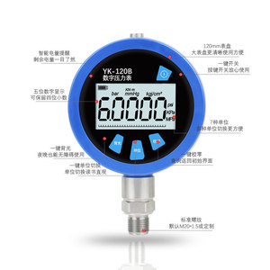 Manómetro Digital Yk 120b de 120 mm, 0-250 Bar, Alta Precisión, Calibración de Laboratorio - Product Image 1