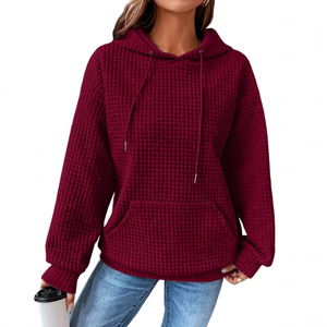 Sweat-shirt à capuche à manches longues de couleur unie pour femme, tendance mode - Product Image 1