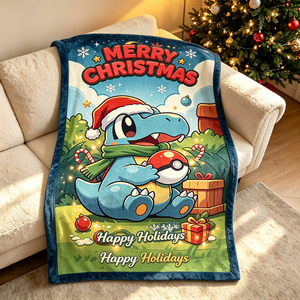 Manta de Franela Navideña de Pokémon, Linda Manta de Dibujos Animados con Personajes de Anime y Dinosaurios para Dormitorio Infantil, Mantas Personalizadas con Impresión - Product Image 1