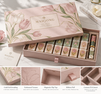 Boîte cadeau magnétique à impression couleur, emballage de luxe, boîte de rangement en carton à couvercle rabattable pour jeu de mahjong avec logo