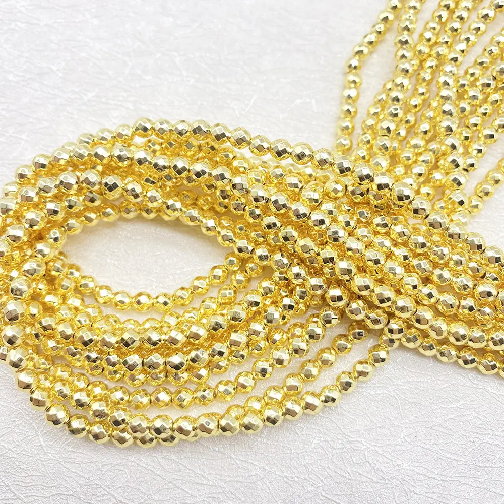 DIY perhiasan buatan tangan manik-manik aksesoris tembaga bulat longgar manik Spacer untuk wanita gelang membuat perhiasan temuan