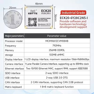 ECK20-6Y28C2N5-I i.MX6ULL Linux SBC, 792 MHz, 512 Mo, double Ethernet, carte mère industrielle MPU, prise en charge ODM, EBYTE - Product Image 2