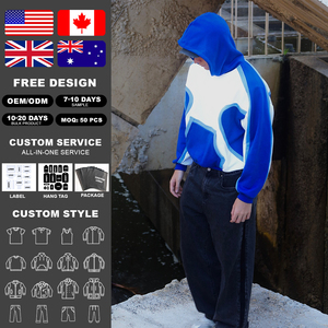 Custom High quality Color Blocking Thick Fabric 100% Cotton French Terry Pullover Oversized Fit Men Pullover Sweatshirt Hoodie - Product Image 2