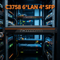 Firewall en Rack 1U con Procesador Intel Atom C3000 C3758 C3808 C3958 OEM, Router Soft Pfsense 4 10Ge, 6 Puertos LAN y 4 SFP