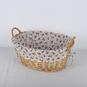 Nhà Máy Bán Buôn Hình Bầu Dục Hình Tay Dệt Quần Áo Trẻ Em Lưu Trữ Giỏ <span class=keywords><strong>Wicker</strong></span> Mây Lót Lưu Trữ Giỏ Với Tai - Product Image 2