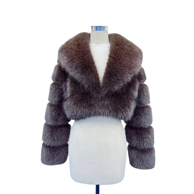 Burgundy Faux Fur Cropped Jacket Plush Fur Coat Wide Lapel Fur Outerwear Short Fur blazer Women's Winter Warm Fur Top Fluffy