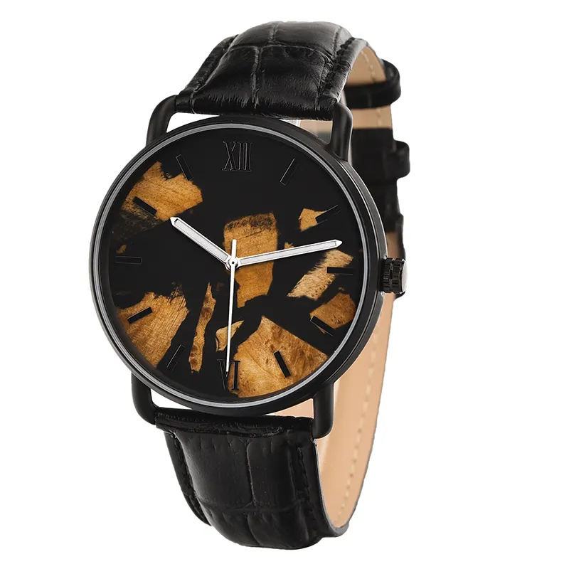 2021 BOBO BIRD Fashion Japan Quartz Movement Wood Wristwatches with Brown Leather Strap Men Bamboo Custom Logo Watches