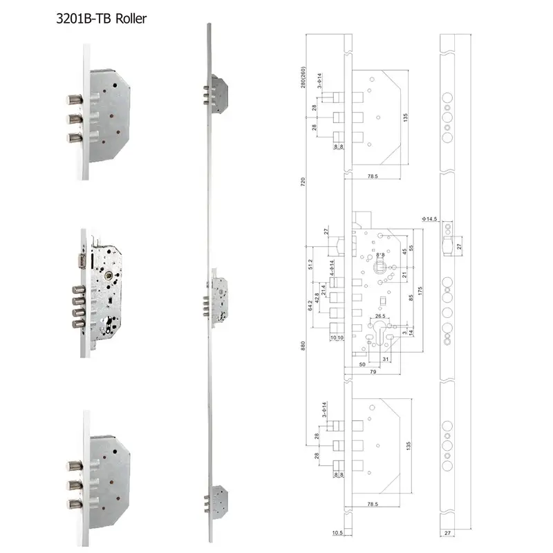 De haute Sécurité Européenne Style 3201B Mortaise 3 Point porte Corps De la Serrure Pour Porte En Bois Serrure