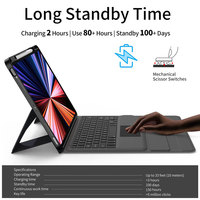Teclado Inalámbrico BT Patentado con 3 Soportes, Retroiluminación RGB, Trackpad, USB-C, Interfaz en Inglés, Nueva Carcasa, Juego Completo para iPad de 10.9/11.0 Pulgadas