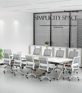 <span class=keywords><strong>Table</strong></span> de conférence moderne et simple pour 10 personnes avec boîte de câblage intégrée, combinaison de chaises pour petite salle de <span class=keywords><strong>réunion</strong></span>, idéale pour le bureau, la réception et les invités - Product Image 6