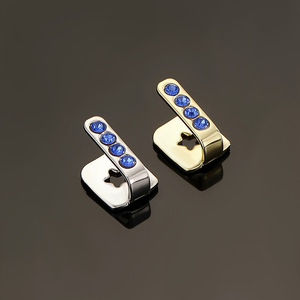 Grillz pour hommes à sertissage en canal, motif diamant géométrique, Or, Argent, Rose, Bleu, Vert, Bijoux de fête - Product Image 2