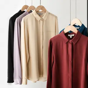 2024 New Arrival 19 Mm Crep De Chine Lụa Áo Phụ Nữ Thanh Lịch 100% Dâu Hàn Quốc Áo Cánh Lụa - Product Image 1