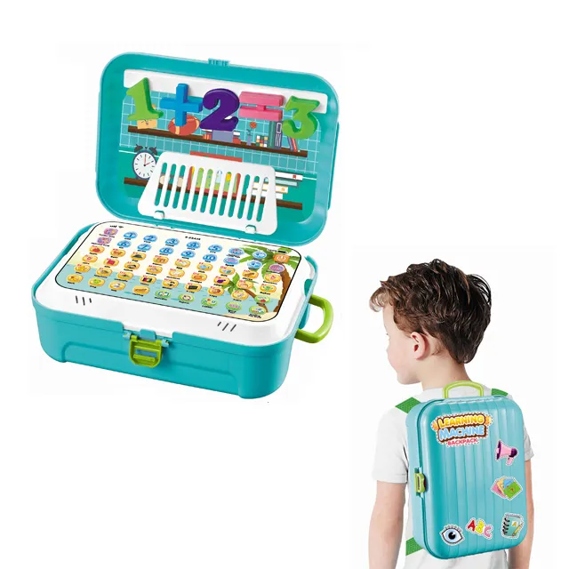 Mochila fácil de levar crianças, brinquedos de aprendizagem, 92 peças, máquina de aprendizagem com letras magnéticas