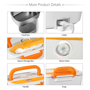 Araba ve ev kullanımı gıda ısıtıcısı ısıtmalı 2 1 elektrikli pişirme yemek kabı paslanmaz çelik taşınabilir elektrikli ısıtılabilir yemek kutusu yemek kabı - Product Image 4