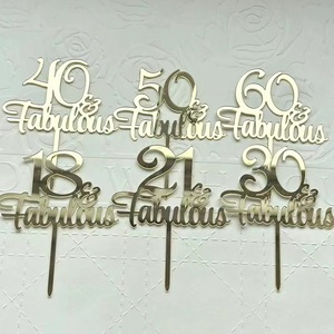 Fabuloso Adorno Acrílico Dorado para Pastel de <span class=keywords><strong>Cumpleaños</strong></span> Número 18, 21, 30, <span class=keywords><strong>40</strong></span>, 50, para Decoración de Postres en Fiestas de Navidad y <span class=keywords><strong>Cumpleaños</strong></span> - Product Image 5