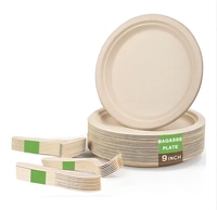 Lot de 125 assiettes rondes biodégradables en canne à sucre de 7 pouces, vaisselle jetable compostable pour restaurants, fêtes et traiteurs