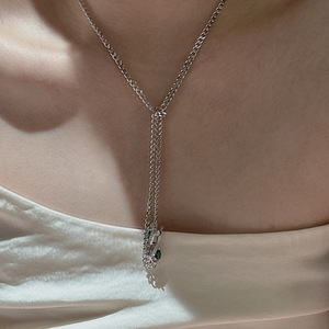 Collar con Colgante de Buda Pequeño de Plata de Ley S925, Estilo Chino Retro, Lujoso, con Cuentas Verdes Nacionales, Espuma de Agua, Jade, Calcedonia - Product Image 2