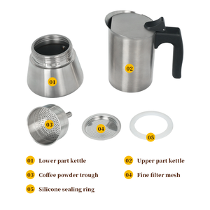 Cafetière Moka Express <span class=keywords><strong>Italienne</strong></span> en Acier Inoxydable pour 2, 4, 6 <span class=keywords><strong>ou</strong></span> 10 Tasses – <span class=keywords><strong>Percolateur</strong></span> à Café Expresso pour Plaque de Cuisson - Product Image 4