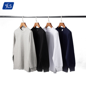 YLS Custom manga completa 300 Gsm Heavyweight 100% algodón camisetas gruesas en blanco tamaño <span class=keywords><strong>Normal</strong></span> liso hombres Camiseta de manga larga - Product Image 1
