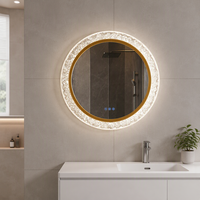 Miroir LED intelligent sans cadre pour salle de bain, interrupteur tactile, anti-buée, intensité réglable, design moderne, IP44, verre flotté, éclairé, pour hôtel et appartement