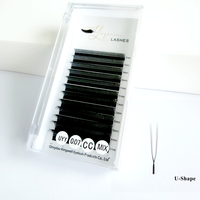 Extensions de cils véganes brésiliennes faites à la main en forme de U-YY à double pointe, en matériau PBT coréen