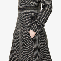 Robe midi en maille à manches longues pour femme, motif chevron classique, coupe ajustée, nouvelle conception, anti-plis naturel, fabrication Wisrise (ODM/OEM)