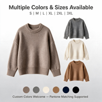 Pull en maille ras du cou brossé et moelleux pour femme, coupe oversize à épaules tombantes, personnalisable OEM ODM