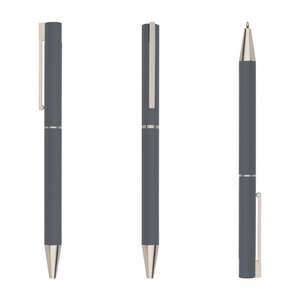 NUEVO Bolígrafo Metálico Delgado con Acabado de Goma, Bolígrafos Metálicos Azul Marino con Logotipo Personalizado - Product Image 1