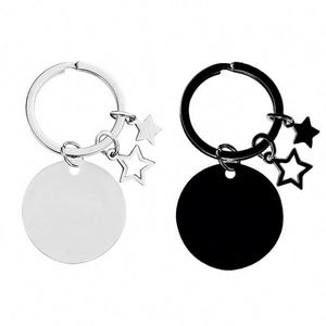 30mm Mirror Polish Stainless Steel Blank Keychain <b>Round</b> Pentagram Star Keyring for DIY Custom Logo Name Engrave Tags Key Chain - Product Image 1