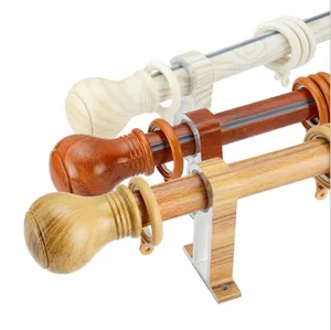2023 New designs wood curtain pole finials with various colors