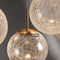 Lustre moderne en verre à bulles transparentes de 55 pouces pour villa, décoration intérieure, salle à manger, lustre rond en verre à LED
