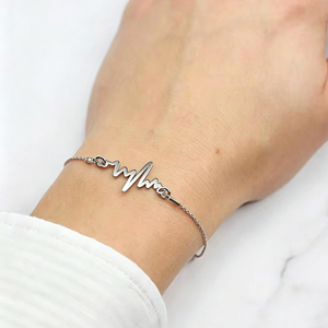 Gelang ECG Detak Jantung Baja Anti Karat, Gelang Rantai Nadi Elegan, Perhiasan Minimalis, Hadiah untuk Wanita - Product Image 6