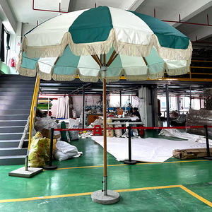 Sunshine Promotional Big <strong>Beach</strong> Sun <strong>Umbrella</strong> Custom Outdoor Wooden Pole Premium Sun Parasol Luxury <strong>Umbrella</strong> With Tassels - Product Image 5