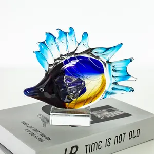 优雅的手工吹制穆拉诺玻璃海鱼家居装饰动物形象