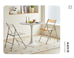 Chaise de salle à manger pliante transparente avec dossier, cadre en alliage d'aluminium, design moderne, durable et robuste, pour extérieur, école, hôtel - Product Image 4