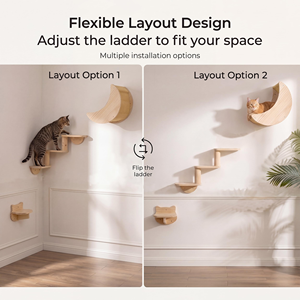 Estructura de Escalada para Gatos Montada en la Pared, Árbol para Gatos de Madera Resistente con Cinco Niveles, Escalera y Área de Descanso, Hecho en China, Empaquetado en Caja de Cartón - Product Image 3