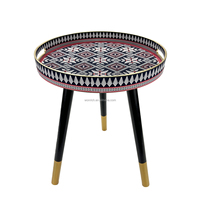 Plateau de service rond en plastique avec pieds amovibles, motif marocain, pour canapé ou cuisine – Vente chaude usine