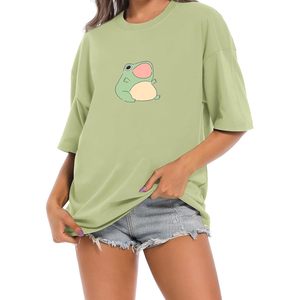 FOXA เสื้อยืดลายกบสุดน่ารักผู้หญิงผ้าฝ้าย 100% ฤดูร้อนแขนสั้นสไตล์คอทเทจคอร์ที่สวยงาม - Product Image 1