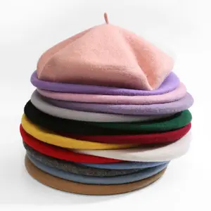 Béret en laine de Style français, chapeau chaud Vintage pour femme, casquettes unies pour fille