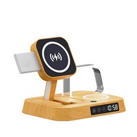 Cargador inalámbrico magnético plegable 3 en 1, reloj despertador de escritorio con luz Led Digital, carga inalámbrica rápida, reloj para teléfono inteligente, auriculares