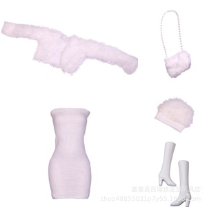 Ensemble de vêtements pour poupée de 30 cm en gros : Manteau en fausse fourrure, robe, chapeau, sac, bottes, <span class=keywords><strong>accessoires</strong></span> de mode pour poupée - Product Image 5