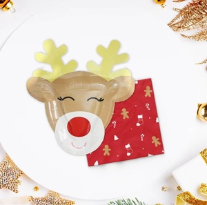 DAMAI Merry Christmas Tree Ginger Man Deer Santa Disposable Tableware Kids Party Plate Set Xmas Dinnerware Paper <b>Cups</b> Plates - Product Image 2