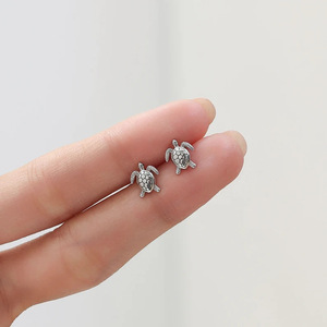 Turtle <b>Stud</b> Earrings Tibetan <b>Silver</b> Animal Shape Distressed Color Women's Fashion Jewelry Gift Occasion - Product Image 1