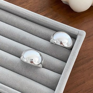 S925 Sterling Silver Minimalist Oval <b>Open</b> <b>Ring</b> For Women Index Finger Wide Face Everyday Wear - Product Image 2