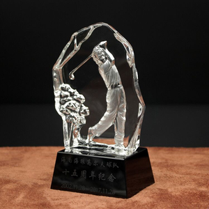 Fournisseur d'usine Pujiang : Trophée de golf personnalisé gravé DIY de la marque Wangzhe en cristal, avec texte personnalisé et logo sportif sur mesure - Product Image 4