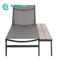 Chaise longue de jardin en aluminium de qualité supérieure avec cadre en bois pour villa, maison, cour, vente en gros